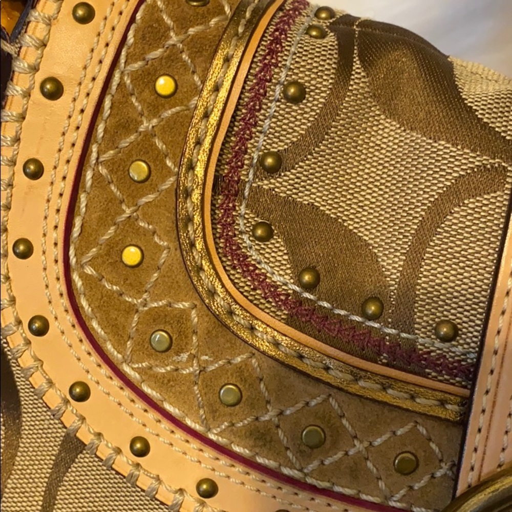 Coach RARE Signature C Studded Vachetta Flap Hobo - Picture 3 of 8